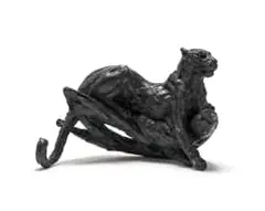 Leopard Lying in Tree Maquette (S351) by Dylan Lewis, bronze with a black patina, sold May 2024