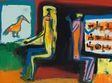 Seated Figures by Walter Battiss, oil on canvas, offered May 2024