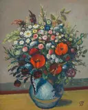 Pranas Domšaitis, Flowers in a Vase, oil on canvas laid down on board