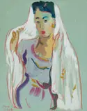 Irma Stern, Woman with Veil, gouache and pastel on paper