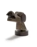 David Brown, Dog Head, welded metal and carved wood, on a metal and wood base