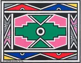 Esther Mahlangu, Untitled (Green Central Motif), oil on canvas