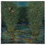 Esias Bosch, Birds in the Reeds, painted and glazed ceramic tile