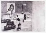 Table with Sparrow (Left Hand) by William Kentridge, digital print on Hahnemühle German Etching paper, sold May 2024