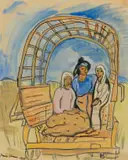 Irma Stern, Three Figures in a Wagon, gouache on paper