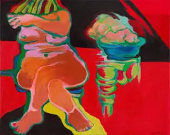 Jan Neethling, Nude and Fruit, acrylic on canvas
