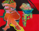 Jan Neethling, Nude and Fruit, acrylic on canvas