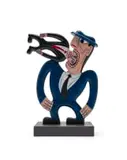 Norman Catherine, Maneater Blue Suit, painted wood, on a wood base