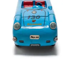 Paa Joe, Little Bastard Porsche Mini Sculpture, carved and painted wood with hinged lid