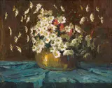 Cosmos in a Copper Pot by Adriaan Boshoff, oil on board, offered May 2024