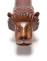 Paa Joe, Lion Mini Sculpture, carved and painted wood with hinged lid