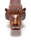 Paa Joe, Lion Mini Sculpture, carved and painted wood with hinged lid