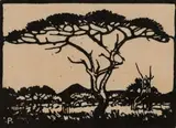 Doringboom in Veld (Nilant 96) by Jacobus Hendrik Pierneef, linocut on paper, sold May 2024