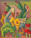Maggie Laubser, Wild Flowers, oil on board