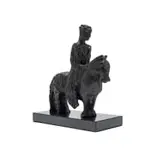 Deborah Bell, Horse and Rider, bronze with a black patina, on a granite base