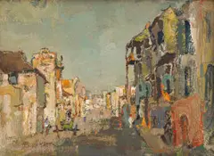 Gregoire Boonzaier, Street with Cart. Dist-Six Cape Town, oil on canvas