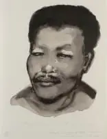Portrait of a Young Nelson Mandela by Marlene Dumas, lithograph on paper, sold May 2024