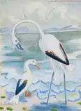 Maggie Laubser, Birds and Sea, pencil and gouache on paper