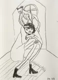 Dominique Cheminais, Felice in the Attic, charcoal on paper
