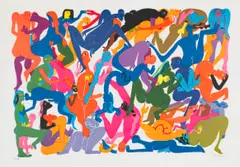 Walter Battiss, Orgy 1, screenprint on paper