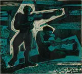Peter Clarke, Joyous Dance, colour woodcut on paper