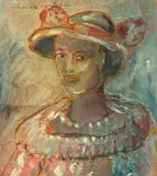 Christo Coetzee, Woman in a Hat, enamel on board