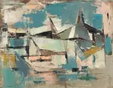 Taffy (Matthew) Whippman, Boats in a Harbour, oil on canvas