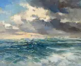 Seascape with Seagulls by Errol Boyley, oil on board, sold May 2024