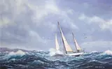 Peter Gerd Bilas, Boat at Sea, acrylic on canvas laid down on board