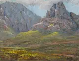Hugo Naude, Worcester Mountain, pastel on paper laid down on card