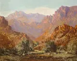Mountainous Landscape by Tinus de Jongh, oil on canvas, sold May 2024