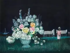 Normand Dunn, Bowl of Flowers for Merle, oil on paper
