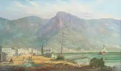 Gabriel de Jongh, Simon's Town Square and Cober Island, oil on canvas
