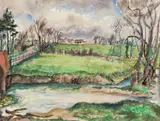 Maud Sumner, The Pond, watercolour on paper