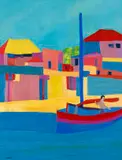 Trevor Coleman, Village Fishing Boat, oil on paper