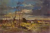 Landscape with Cottages and Trees by Errol Boyley, oil on board, offered May 2024