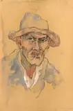Portrait of a Man in a Hat by Gregoire Boonzaier, watercolour on coloured paper, offered May 2024