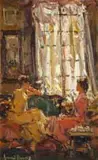 Afternoon Tea by Adriaan Boshoff, oil on canvas laid down on board, sold May 2024