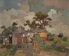 Gregoire Boonzaier, Houses and Trees, oil on canvas