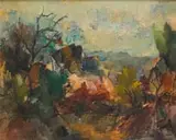 Paul du Toit, Landscape with Trees, oil on board