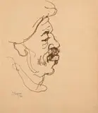 Gregoire Boonzaier, Profile of a Man, ink on coloured paper
