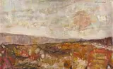 Abstract Landscape by Edin Godfrey Currie-Wood, oil on board, sold May 2024