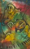Billy (Joshua) Molokeng, Two Musicians, oil on canvas laid down on board