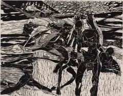 Kagiso Patrick Mautloa, Encounter at Rorke's Drift, linocut on paper