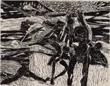 Kagiso Patrick Mautloa, Encounter at Rorke's Drift, linocut on paper