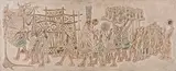 Tony Enebeli, Lagos, painted and carved plastocast laid down on panel