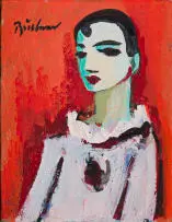 Clown by Carl Büchner, oil on board, sold May 2024