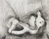 Henry Moore, Reclining Figure, etching on paper