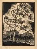 Gregoire Boonzaier, Trees, linocut on paper