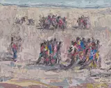 Asanda Dredunik Kupa, Figures in a Landscape, oil on canvas
